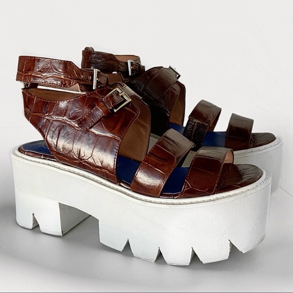 JEFFREY CAMPBELL Weymouth Brown Havana Platform Gladiator Sandals - Picture 6 of 12